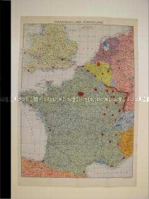 Militär-strategische Karte von Frankreich und England