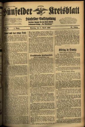 Erste Ausgabe vom Montag, den 08. April 1935.