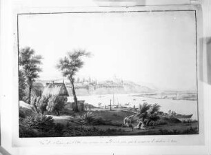 Hammer, Christian Gottlob (Stecher) nach Jentzsch, Johann Gottfried. Dresden-Briesnitz. Gesamtansicht. Stich, koloriert. Um 1820. Dresden: Museum für Stadtgeschichte