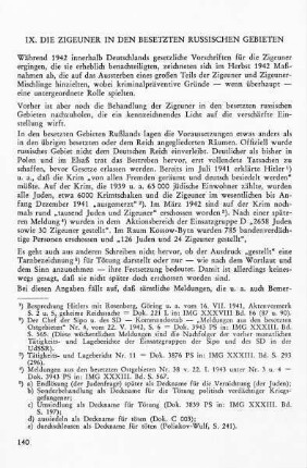 IX. Die Zigeuner in den besetzten russischen Gebieten