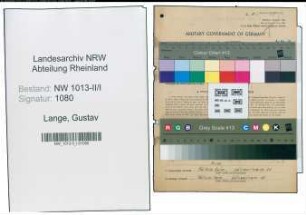 Entnazifizierung Gustav Lange , geb. 18.05.1909 (Kaufmaennischer Angestellter)