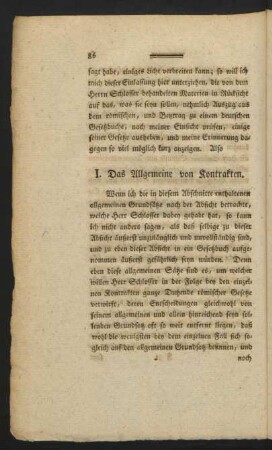 I. Das Allgemeine von Kontrakten