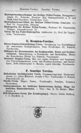 E. Beamten-Vereine