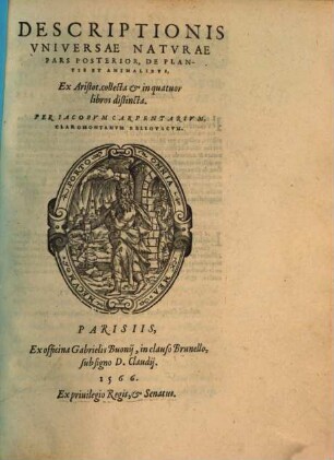 Descriptio universae naturae ex Aristotele : pars posterior