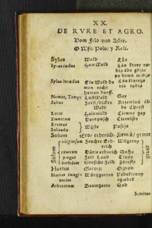 XX. De Rvre et Agro.