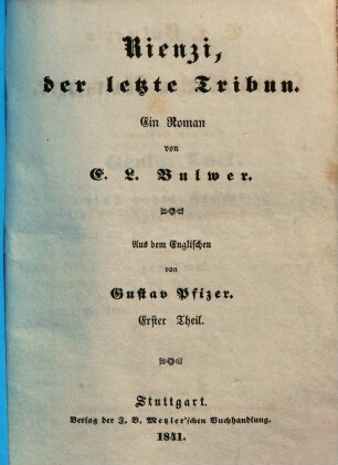 Rienzi, der letzte Tribun : Ein Roman, 1
