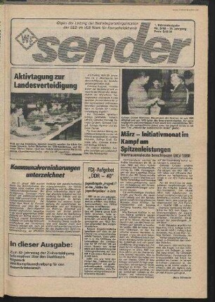 Betriebszeitung 'WF-Sender', Nr.5/1988 (1. Februarausgabe 1988)