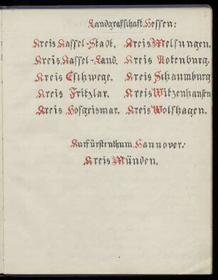 Landgrafschaft Hessen, Kurfürstenthum Hannover