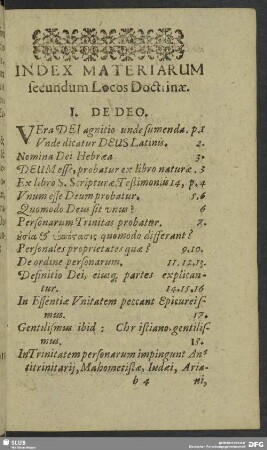 Index Materiarum secundum Locos Doctrinae