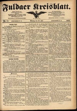 Ausgabe vom Montag, den 27. Juli 1903.