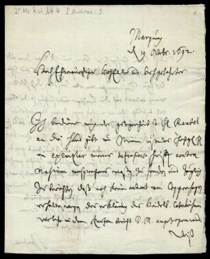Brief von Samuel Andreae an Friedrich Lucae