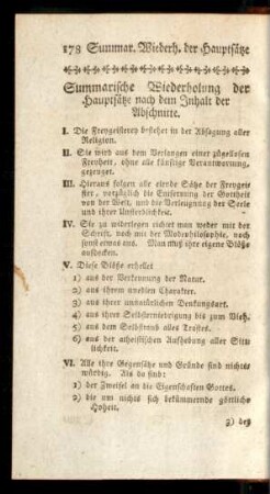 Summarische Wiederholung der Hauptsätze nach dem Inhalt der Abschnitte