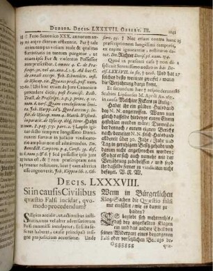 Decis. LXXXVIII. - Decis. XCI.