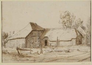Bauerngehöft mit angelegter Leiter