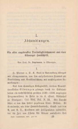 353-366 Ein alter ungedruckter Dreifaltigkeitshymnus aus einer Ellwanger Handschrift