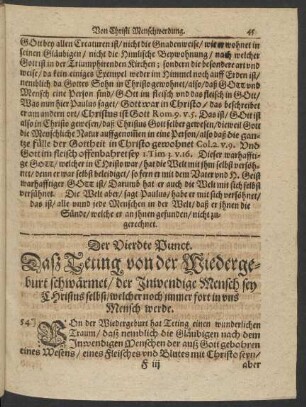 Der Vierdte Punct. Dass Teting von der Wiedergeburt schwärmet/ ...