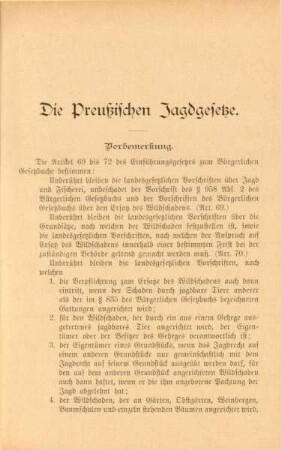 Die Preußischen Jagdgesetze