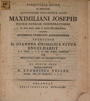 De mortis metu : parentalia sacra in memoriam ... Maximiliani Josephi ...