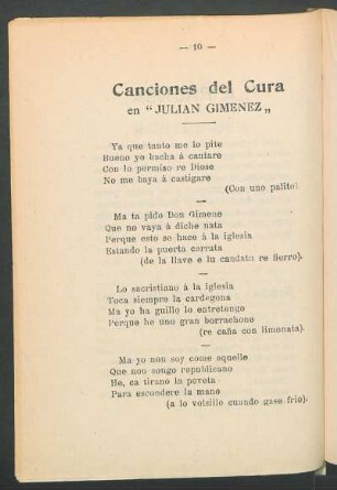 Canciones del cura en "Julian Gimenez"