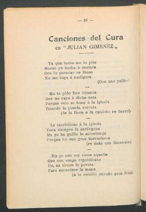 Canciones del cura en "Julian Gimenez"