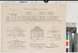 Güter-Schuppen nebst Abfertigungsgebäude auf Bahnhof Lennep, Blatt 4: Ansichten, Schnitte, M. 1:100 Blnr.: 4