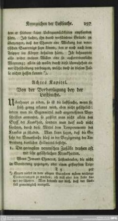 Achtes Kapitel. Von der Vorhersagung bey der Lustseuche