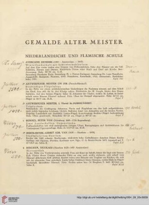 Niederländische und Flämische Schule (Nr. 1-73)