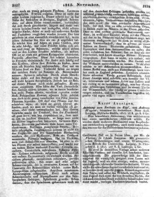 Anleitung zum Rechnen im Kopf, von Andreas Wagner, Privatlehrer der Rechenkunst. Neue Aufl. Leipzig, Dyk’sche Buchh. 1815. 78 S. gr. 8.