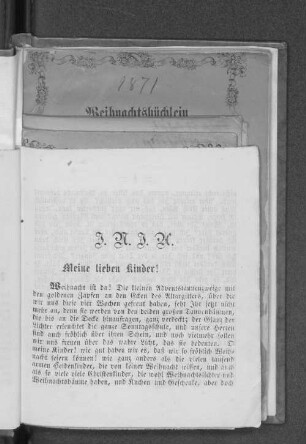 J. N. J. K. Meine lieben Kinder!