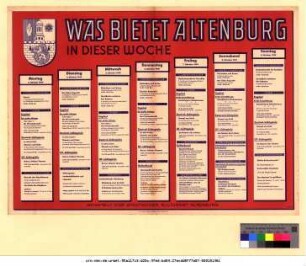 Originaltitel: Was bietet Altenburg in dieser Woche 3. Oktober bis 9. Oktober 1949 Mitgeteilt vom Städtischen Kulturamt Altenburg