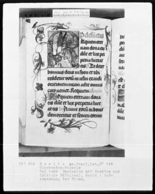 Glockendon-Missale — Initiale R (Equiem), darin Auferstehung der Toten, Folio 148verso