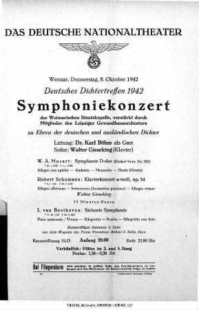 Deutsches Dichtertreffen 1942 Symphoniekonzert