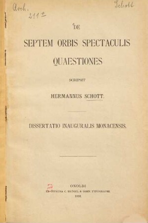 De septem orbis spectaculis quaestiones