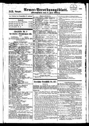 513.Ausgabe. Dienstag, 1. Juni 1915