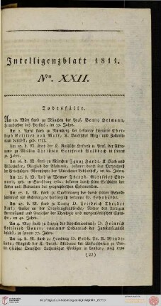 Intelligenzblatt Nro. XXII