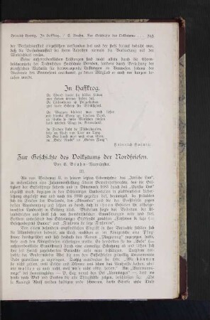 Zur Geschichte des Volkstums der Nordfriesen