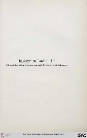 Register zu Band I-III