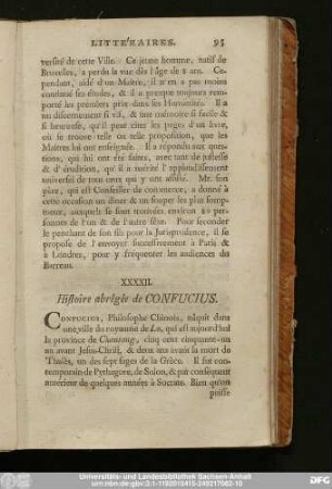 XXXXII. Histoire abrégée de Confucius.