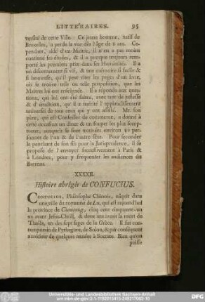 XXXXII. Histoire abrégée de Confucius.