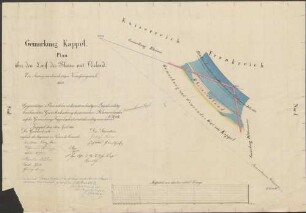 Gemarkung Kappel. Plan über den Lauf des Rheins mit Vorland