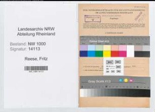 Entnazifizierung Fritz Reese, geb. 08.01.1918 (Ingenieur)