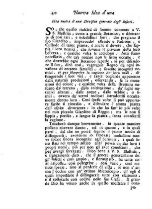 III. Idea Nuova della division generale degl' Insetti