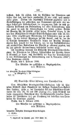Bauliche Einrichtung von Turnhallen : [III. Gymnasien und Realschulen]