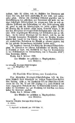 Bauliche Einrichtung von Turnhallen : [III. Gymnasien und Realschulen]