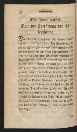 Das sechste Capitel. Von der Fortsetzung der Erleuchtung.