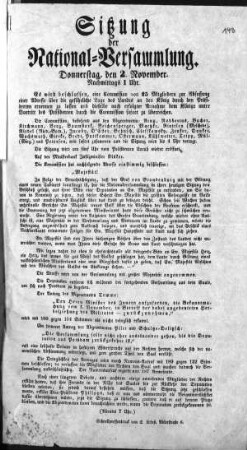 Sitzung der National=Versammlung. Donnerstag, den 2. November. (Sammlung Friedlaender)