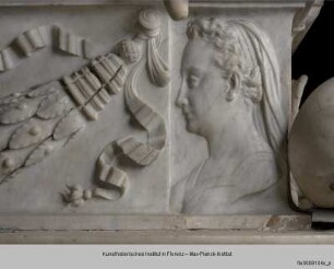 Sarkophag mit den Porträts Bandinellis und seiner Frau - Sarkophag, gesondert umgeben von vier Totenköpfen