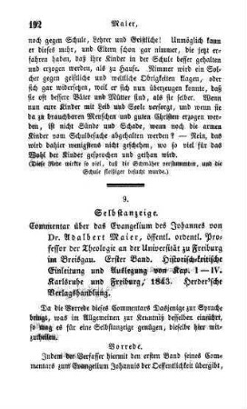 192-196 "Commentar über das Evangelium des Johannes" von Adalbert Maier