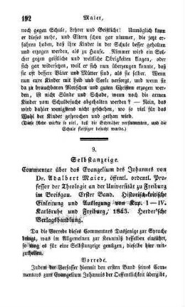 192-196 "Commentar über das Evangelium des Johannes" von Adalbert Maier