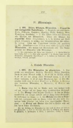 IV. Mineralogie